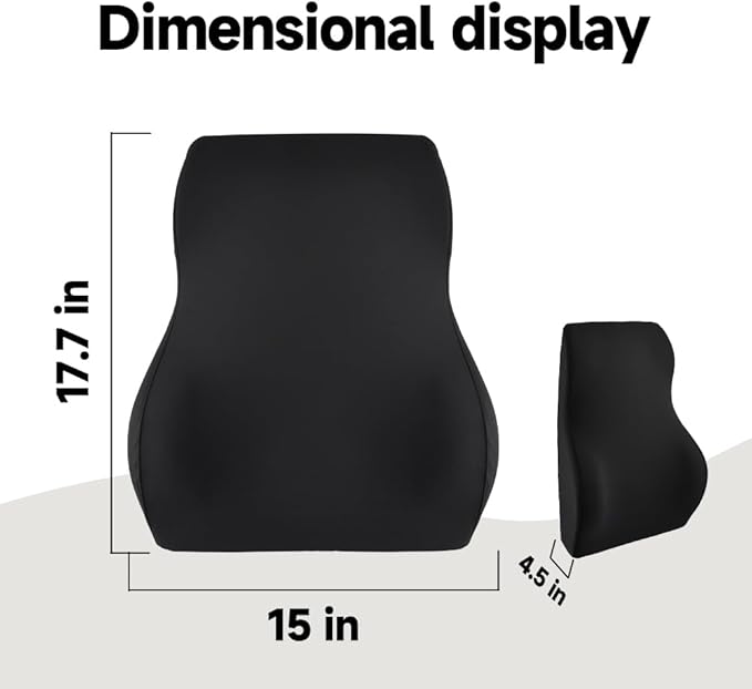 Memory Foam Lumbar Support Pillow for Car, Highly Supportive Back Cushion for Driving, Wheelchair, Office, Home and TravelMemory Foam Lower Back Cushion for Low Back Pain Relief