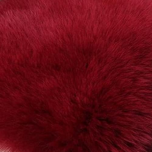Winter Warmth: Universal Sheepskin Seat Cushion Cover - Natural Wool, for Cars, Trucks, SUVs & Vans - Cozy & Stylish Driving Companion Rear Wine Red