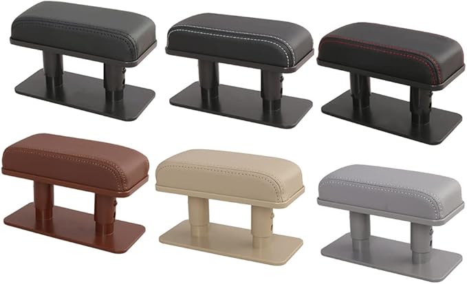 Car Driver Arm Pad Cushion, Car Center Console Elbow Cushion Pad Car Door Armrest Rest Pad Adjustable Height Comfort Universal Fit for Most Car, Black With White Stitches
