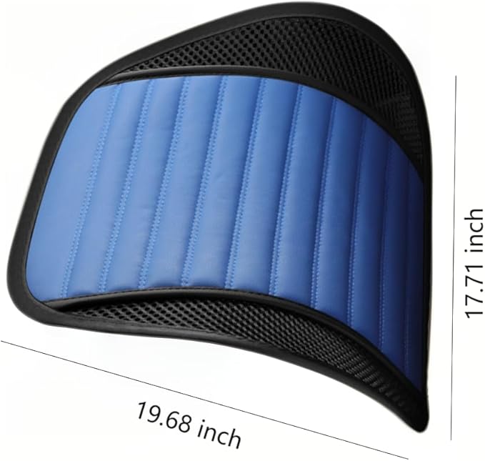 Premium Car Interior Back Support - Versatile Lumbar Cushion for Driver Seat with Breathable Fabric and Adjustable Strap. (1, Blue)