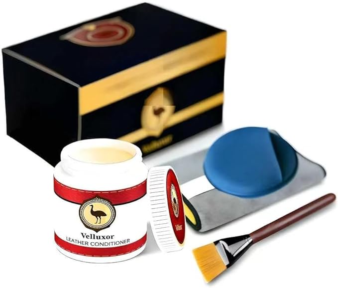 Velluxor® Leather & Furniture Repair Salve, with Natural Emu Oil - Polisher, Moisturizer, Restorer for Couch and Furniture - Leather Cleaner and Conditioner for Wood/Vinyl/Handbags/Car Seats/Shoes 1oz