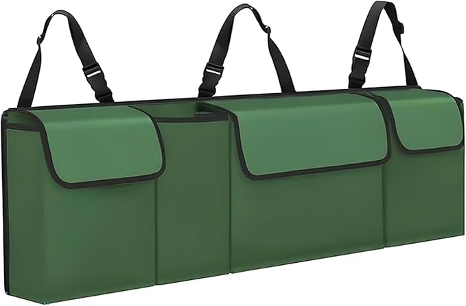 Car Trunk Organizer, Backseat Hanging Large Storage with Adjustable Straps,Waterproof PVC Collapsible Cargo Bag, Car Interior Accessories for Auto SUV MPV (Green)