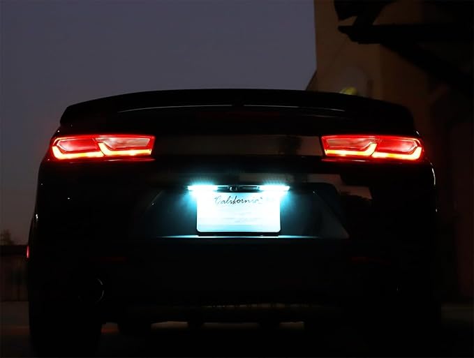 iJDMTOY Ice Blue Full LED License Plate Light Kit Compatible With Chevrolet 2014-24 Camaro, 2013-15 Malibu, 2011-15 Volt, 2016-up Cruze, 18-SMD Aqua LED & Can-bus Error Free