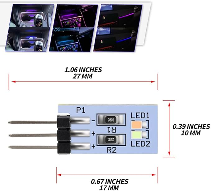NJSBYL 1X Interior Cup Holder Ambient Lighting Circuit Board for B-MW 2 3 4 Series X1 X2 I3 M2 M3 M4 Pre-LCI Center Console Storage Tray Dash Trim Lamp LED Blue-Purple Replacement