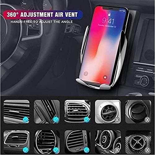 Automatic Clamping Cell Phone Mount Holder for Car Air Vent | Wireless & Fast Charging | Infrared Smart Sensors | Compatible with Qi Devices, iPhone 8/Samsung S6 or Later Models (Black, 10W)