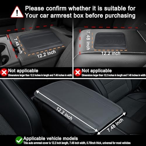 Amiss Car Center Console Pad, Universal Waterproof Car Armrest Seat Box Cover, PU Leather Auto Armrest Cover Protector,Vehicle Interior Accessories fits SUV/Truck/Car (Gray)