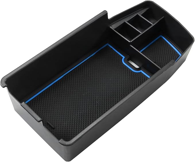 SKTU for 2022 2023 Chevrolet Bolt EUV EV Center Console Organizer Insert ABS Black Materials Tray Armrest Secondary Storage Box Latest 2023 Bolt EUV EV Accessories with Coin Holder (Blue)