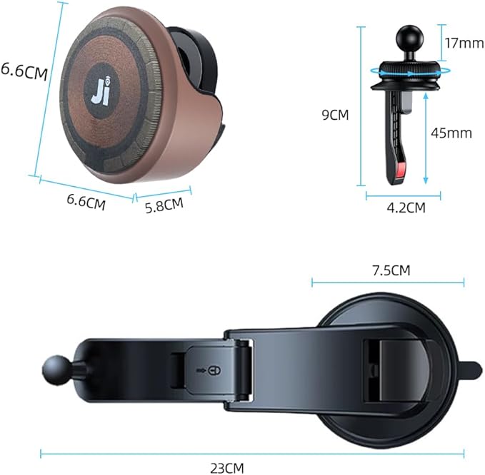 LNCOON Magnetic Car Mount Charger,3-in-1,15W Fast Charging,Strong Magnets,Car Mount Charger for Windshield/Vent/Dash, Compatible with iPhone 17-12 & Magnetic Watch/Headphones,PC&Aluminum Shell