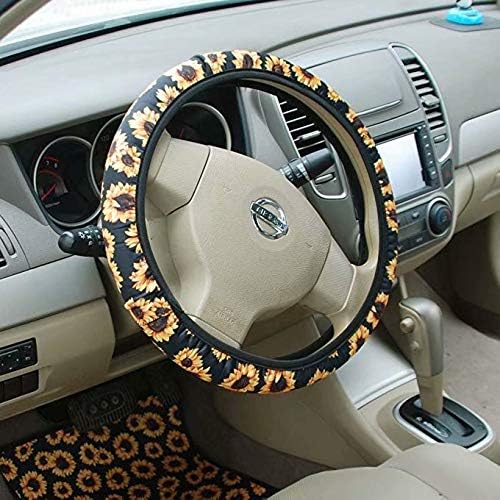 AFPANQZ Tie Dye Car Steering Wheel Covers Breathable Sweat Absorption Comfort Grip Stretch-on Fabric Steering Wheel Protector Non-Slip Machine Washable Rainbow Colored