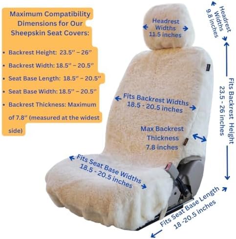 SHEEPSKIN ELITE Premium Sheepskin Car Seat Cover - All Season Comfort and Protection, Easy Installation (56" x 23", Beige Color)