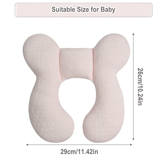 Upgraded Baby Head Support Pillow for Newborn Toddler, Soft Cotton Baby Travel Pillow for Car Seats and Strollers for Baby, Pink