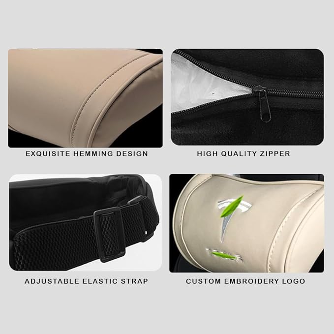 Car Headrest Neck Pillow Support Memory Foam Ergonomic Design Accessory for Driving Seat Fatigue Relief Compatible with Model S X 3 Y & Cybertruck - 1 Piece