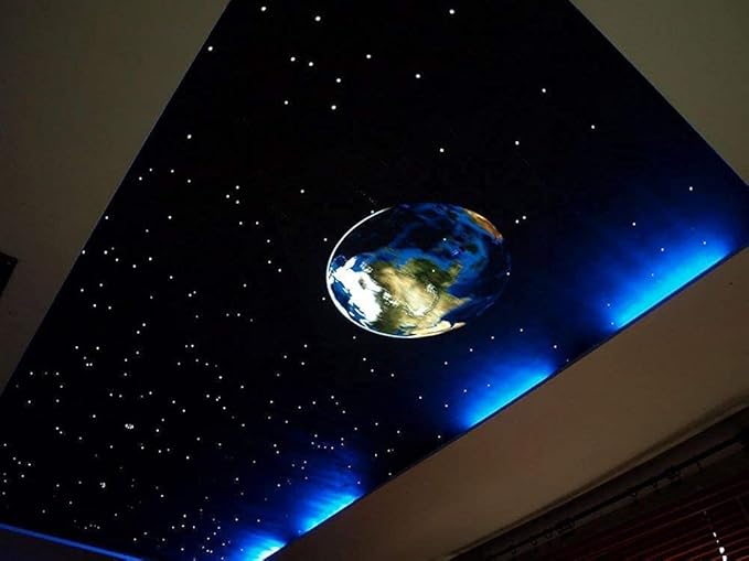 CHINLY Starlight 32w Twinkle 710pcs 13.1ft (0.03in+0.04in+0.06in+0.08in) Bluetooth RGBW LED Fiber Optic Star Ceiling Light,APP/Remote +Adapter+Cigarette Lighter+10 Crystals,for Headliner/Ceiling