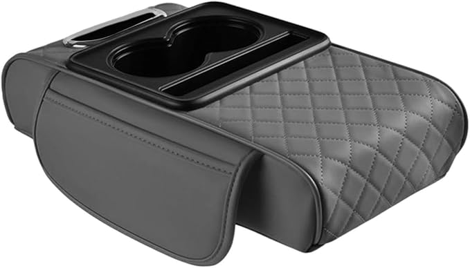 Car Center Console Pad PU Leather Armrest Organizer with Tissue Box Slot for Vehicles, Style D