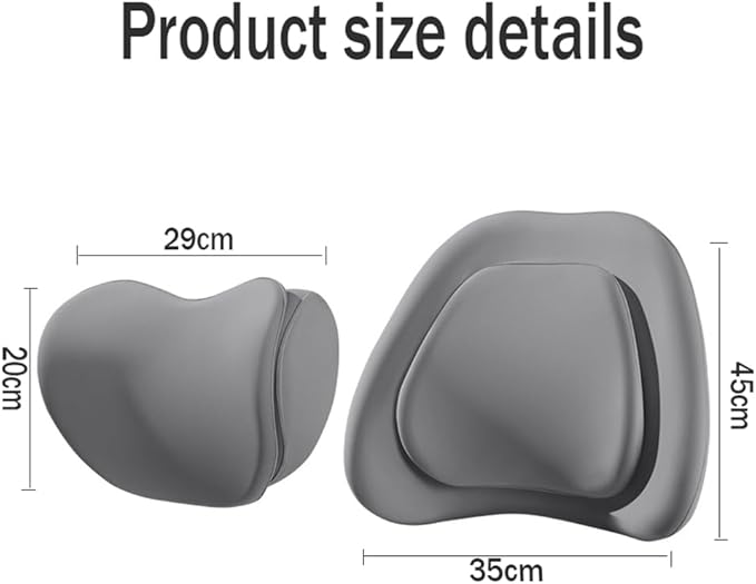 Car Headrest Lumbar Support Cushion for VW Golf VIII VI V IV III II I Mk 8 7 6 5 4 3 R GTE/GTI/GTD/Clubsport 45, Memory Foam Relieve Fatigue Breathable Car Seat Neck Pillow,Grey-Set