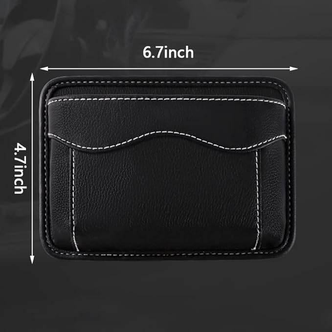 BetterJonny 2 Pcs Car Side Pocket Organizer, PU Leather Car Seat Side Storage Pocket Multifunctional Auto Console Side Storage Bag for Car Interior Organizer