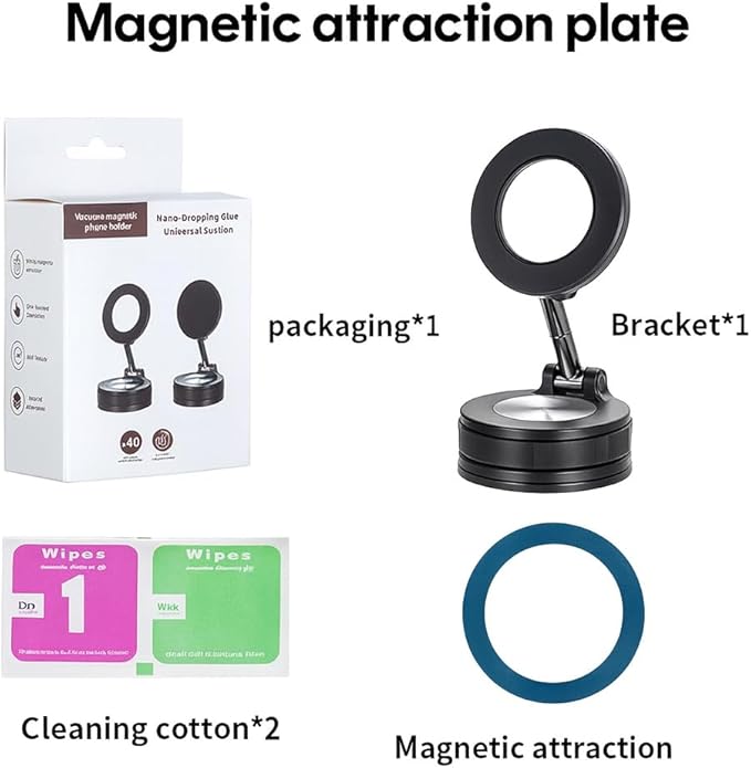 MagSafe Magnetic Car Phone Mount – Super Strong Suction Cup for Dashboard & Windshield – 360° Rotation – Secure Hold for iPhone, Samsung & All Smartphones – One-Hand Use | Fits All Cars