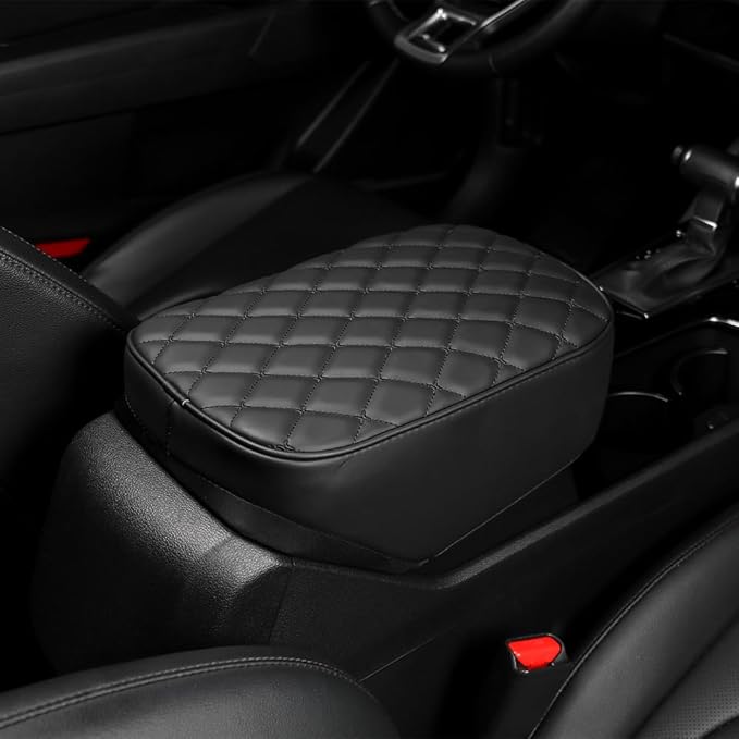 Car Armrest Cushion Cover Compatible with Kia Sportage 2023 2024 2025 2026 Accessories, Leather Center Console Armrest Pad(Black)