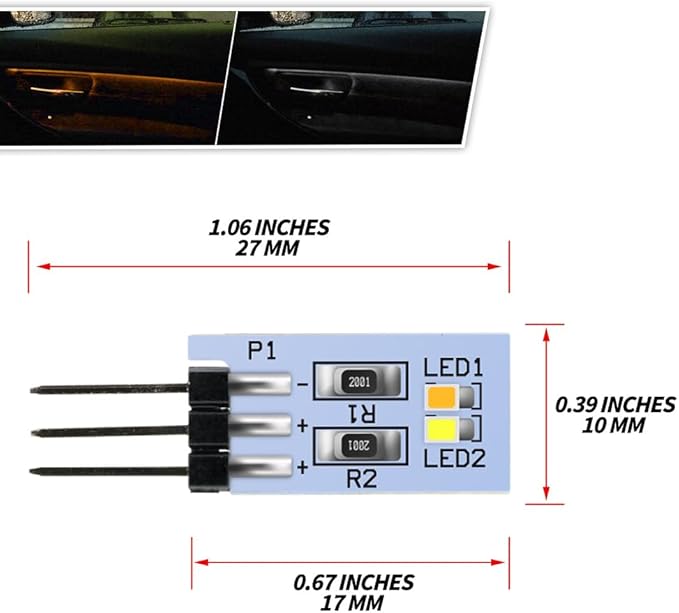NJSBYL 4PCS LED Courtesy Door Handle Circuit Board for B-MW 3 4 5 Series X1 M4 Gran Turismo Touring Sedan Convertible Coupe F10 F30 F31 F32 F33 F34 F36 F48 F82 F83 Orange-White Ambient Lighting