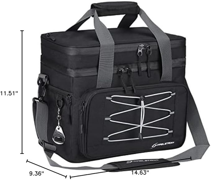 Maelstrom Portable Collapsible Soft Cooler Bag – 24/30/60 Cans Double-Deck Leakproof Ice Chest for Beach, Camping & Grocery