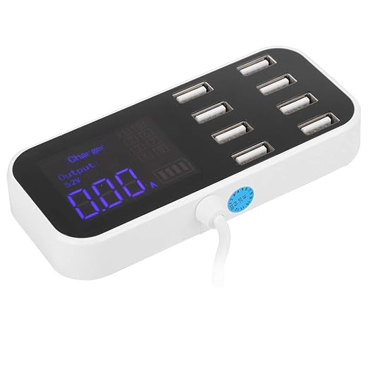 FLEXMAN 90W Powered USB Hub, 5.2V 9.1V 12V 3 Modes Data Hub Portable Car Use Power Adapter with LED Screen for Laptop PC Computer Printer