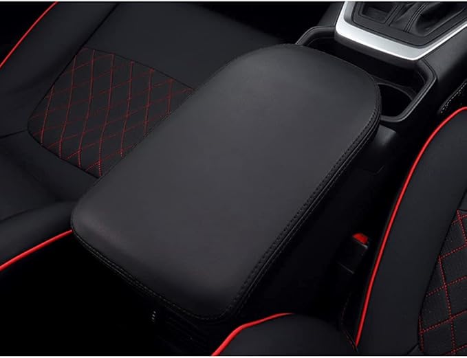 INTGET Center Console Armrest Cover for 2025 Toyota RAV4 Accessories 2024 2023 2022 2021 2020 2019 Leather Middle Console Lid Cover Pad Protector Elbow Arm Rest Covering Car(Black)