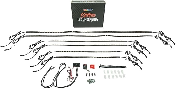LEDGlow 6pc Purple LED Flexible Truck Slimline Underbody Underglow Accent Neon Lighting Kit - 4 Unique Patterns - Water Resistant, Low Profile Light Tubes - for Midsize & Full Size Trucks