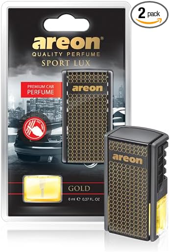 AREON AC01 Car Perfume Luxury and Elegant 0.27 oz Vent Clip Car Air Freshener, Gold Scent