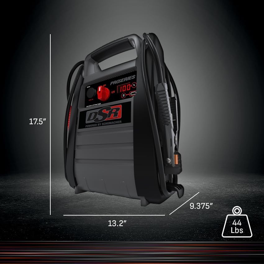 Schumacher Electric DSR ProSeries Car Battery Jump Starter - 4400 Peak Amp 12V/24V Car Starter, Jump Box & Portable Power Station - Digital Display, Heavy-Duty Booster Cables - DSR166