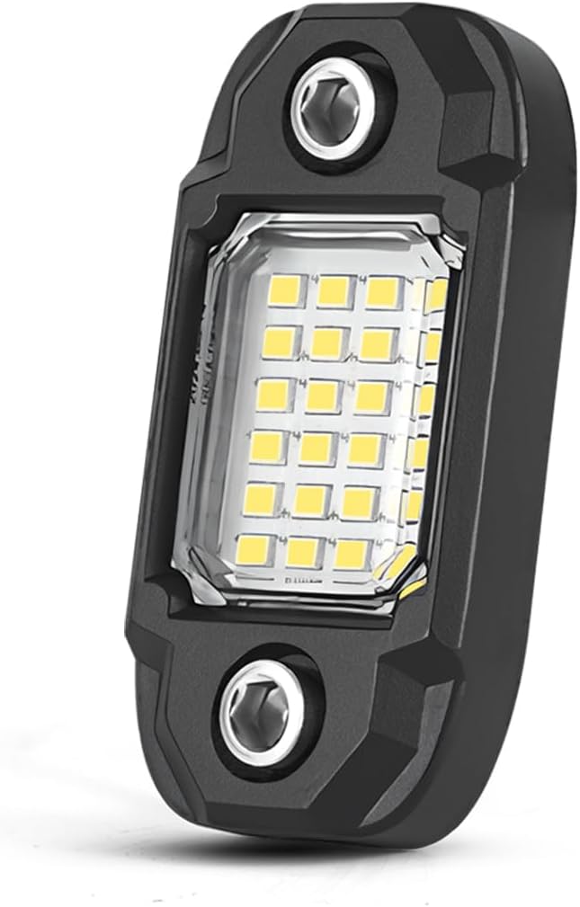 6Pods White Rock Lights 24 LEDs Chips Neon Trail Rig Lamp Underglow Lighting for Cars Trucks SUV ATV (White)