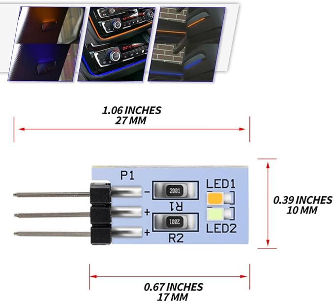 NJSBYL 2X LED Front Seat Back Ambient Lighting Replacement for B-MW X5 X6 X7 Series 2 3 4 5 7 M2 M3 M4 Pre-LCI LCI Courtesy Rear Pillar/HVAC Panel Atmosphere Module Circuit Board Blue-Orange