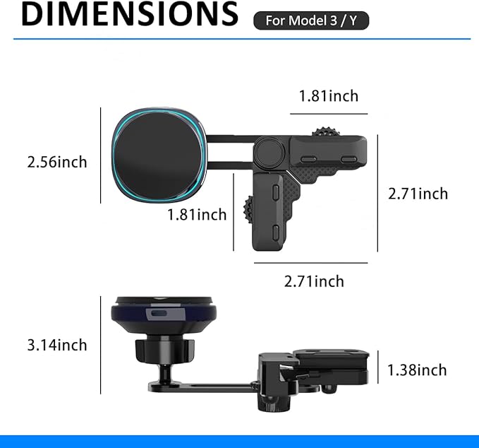 CLOUDMALL for Tesla Model 3 Model Y 15W Wireless Charging with Cooling Fan Tesla Model 3/Y Touchscreen Adjustable Magnetic Charging Phone Holder Mount for iPhone 12-15 Series
