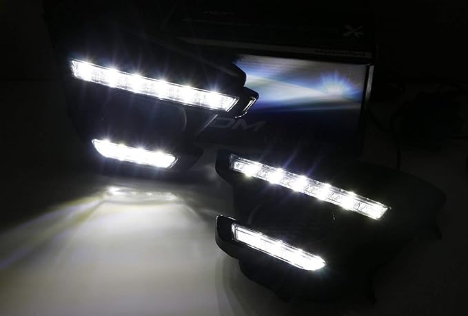 iJDMTOY Xenon White LED Daytime Running Light/Fog Lamps Compatible With 13-16 Mazda CX-5, Direct Double-Row Facelift Design Powered by 10W High Power LED Lights