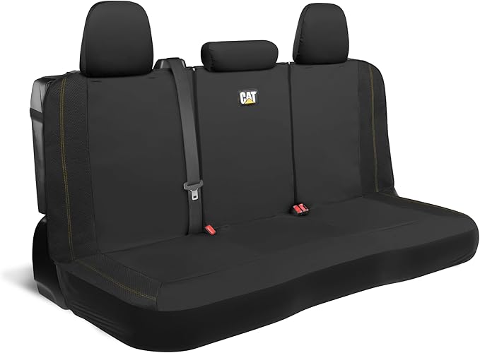 CAT PU Leather Rear Bench Seat Cover – Black, 60/40 Split Fit for Cars, Trucks, SUVs – Waterproof, Scratch-Resistant, Semi-Universal Fit Rear Seat Protector for Most Auto Interior – Easy Install