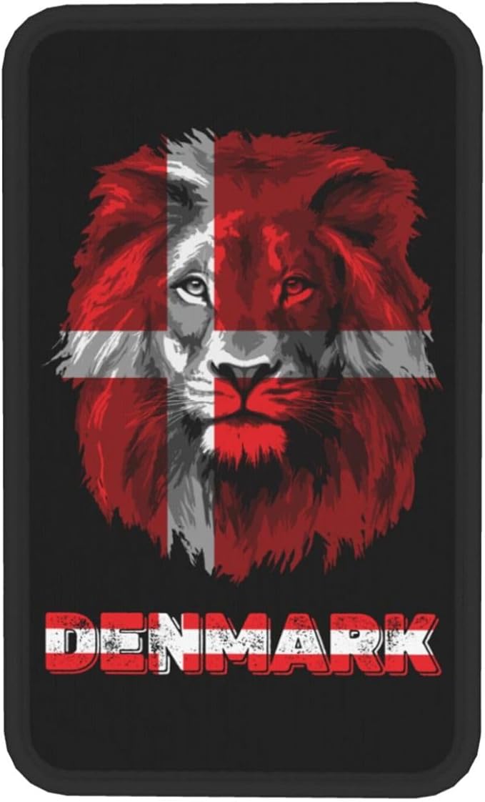 Vintage Denmark Danish Flag Lion Head Auto Center Console Armrest Cover Car Handrail Box Cushion Pad Mat Universal Fit Most Vehicle Sedan Truck SUV Soft Comfort Decor Accessories