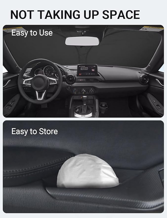 Proadsy 2026 Upgrade Front Windshield Sun Shade Foldable Sunshade Protector Custom Fit MX-5 Miata Convertible 2016-2026 MX5 Accessories