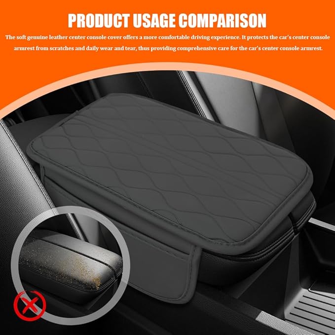 Leopard Cheetah Print African Animal Hunting Auto Center Console Armrest Pad, Car Center Console Cover, Auto Accessories Soft Comfort Armrest Cover Cushion Mat for Most Cars (Gray-K3)