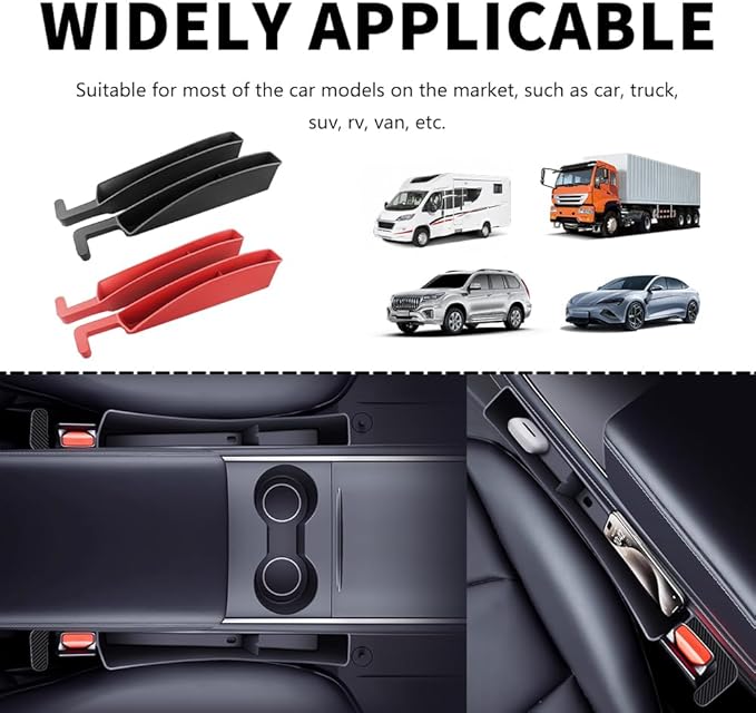 2PCS New Car Seat Gap Filler with 2 Storage Areas,Stylish Car Seat Gap Storage for Stabilizing Phone,Keys Wallet,Universal Car Seat Gap Filler Organizer Interior Accessories (Carbon Black)