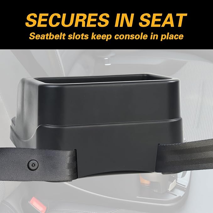 Big Plastic Console for Cars, Trucks, Minivans, SUVs with 2 Adjustable Drink Cup Holders Phone Book Holder, Back Bench and Front Seat or Floor Middle Console Universal Vehicle Organizer Black