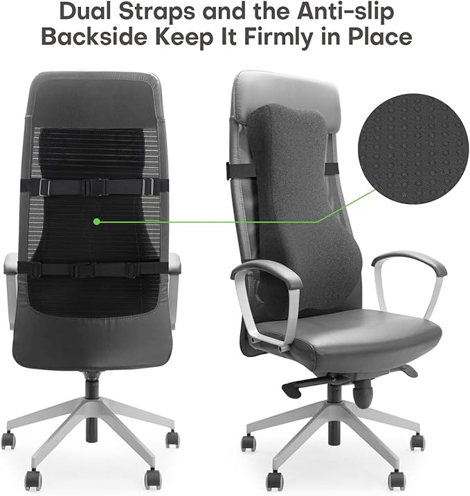 24'' Tall Back Support Pillow Fully Support Entire Back and Shoulder for Pain Relief and Comfort, Memory Foam Back Cushion for Back Rest, Ideal for Executive Office Chair, Computer & Gaming Chair