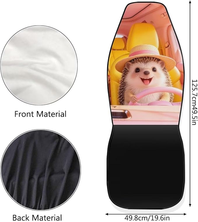 Cute Car Seat Covers Set of 2 Seat Cover for Front Seats Hedgehog Easy to Install and Clean Removable Automotive Accessories All-Season Protection for Cars Sedans SUVs