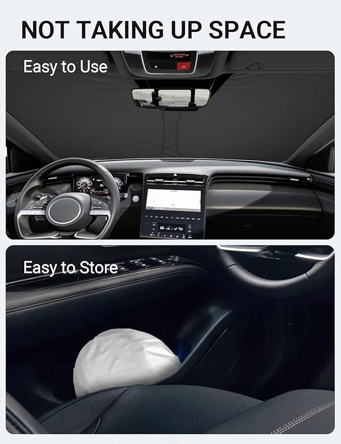 Proadsy Windshield Sun Shade Custom Fit Hyundai Santa Cruz 2022-2025 2026 4-Layer Foldable Front Sunshade Protector Sun Visor Blocks UV Rays Keep Car Cooler