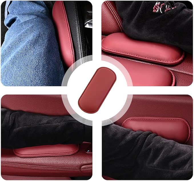2PCS Car Door Armrest Pads,Soft Leather+Memory Foam Car Knee Pads for Arm Support&Protect Elbow and Knee,Universal Car Elbow Pads Car Accessories Interior for Most Vehicles (Red)