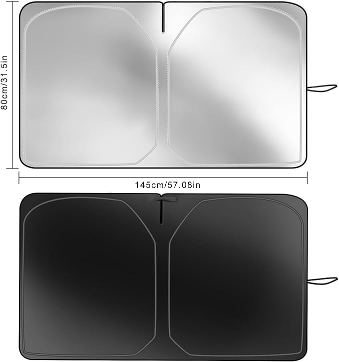 Kairiyard Car Windshield Sun Shade, 240T Thickened Block Heat and Sun Keep Cars Interior, Foldable Automotive Sunshade for Car SUV Truck Front Windshield (57.09x 31.5 inch)