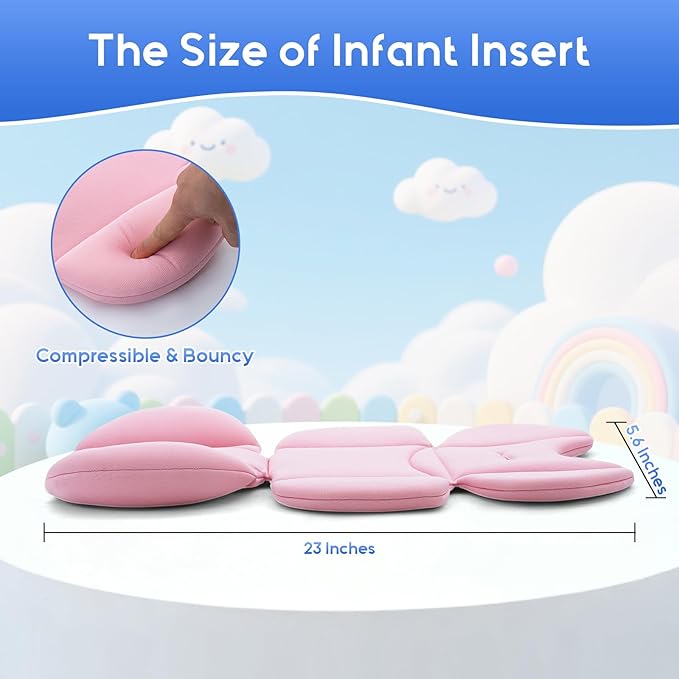 Infant Car Seat Insert, Ultra-Thick Carseat Head Support for Infant, Breathable Baby Car Seat Head & Body Support Compatible with Stroller, Universal Baby Car Seat Cushion with Filled Sponge