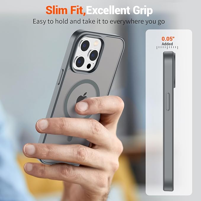 SUPFINE Magnetic for iPhone 12 Pro Max Case (Compatible with MagSafe) (Military Grade Drop Protection) Slim Translucent Matte Shockproof with Anti-Fingerprint Phone Case,Gray