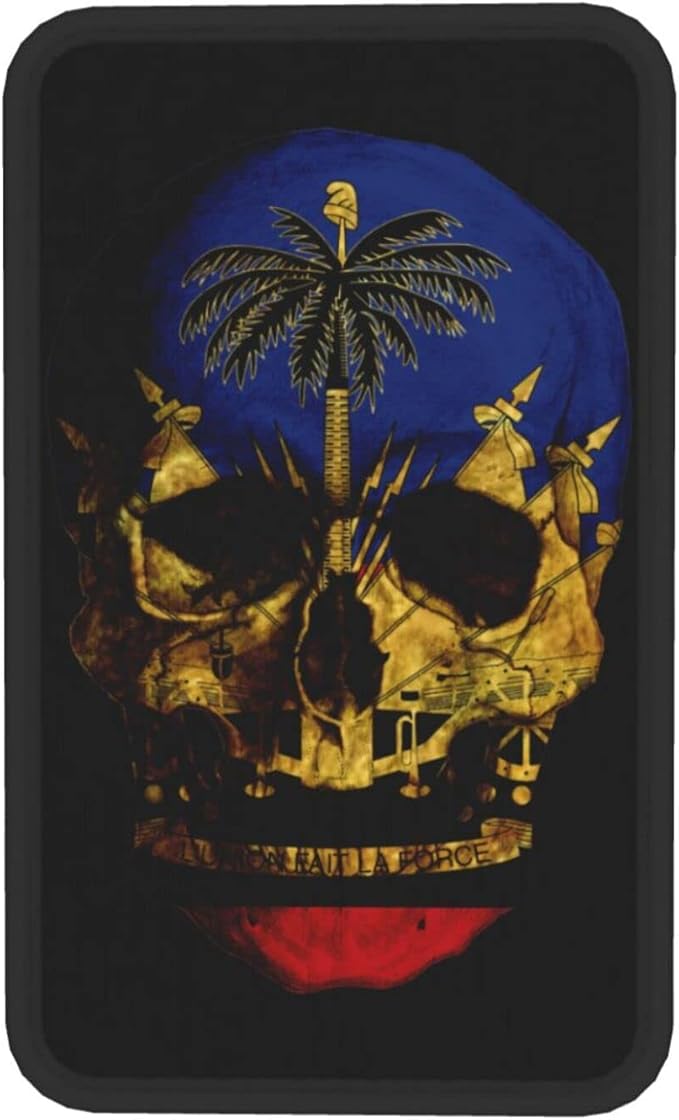 Haitian Flag Haitian Skull Car Armrest Cover Auto Center Console Pad Soft Car Armrest Cushion Handrail Box Universal Decoration Cushion