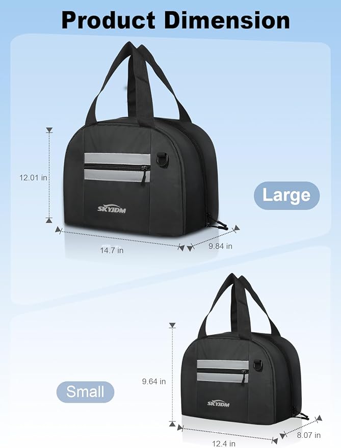 Motorcycle Helmet Bag, 16L Moto Helmet Bag with Pocket & Strap,Waterproof Powersports Storage Bags with Soft Rubber Zips & Reflective Strip, Not Suitable for Peaked or Angular Helmet, Small