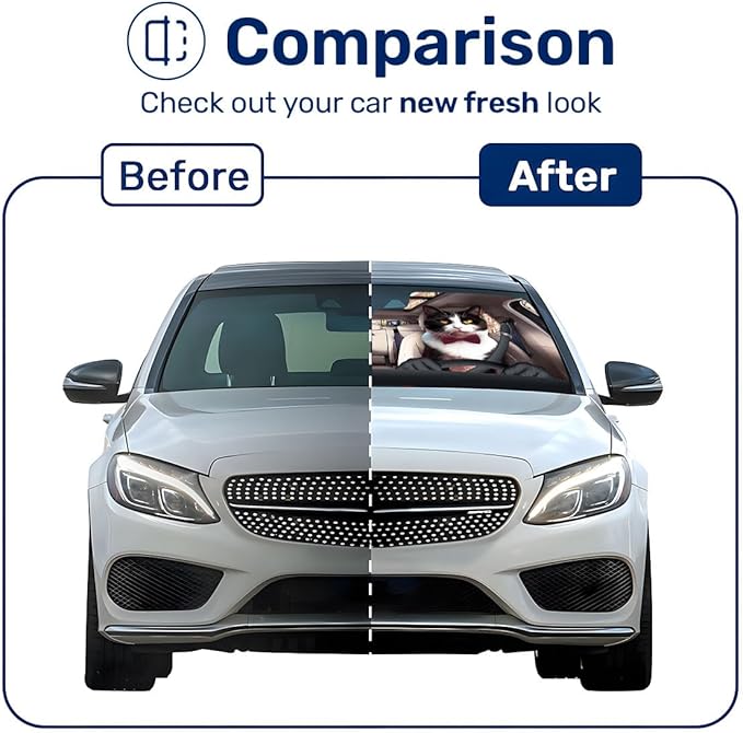 GENANY Tuxedo Cat Windshield Sun Shade for Car SUV Truck (55x30 inches), Sun Shade Windshield, Shades for Front Windows, Sunshade for Car Windshield, Protector Blocks UV
