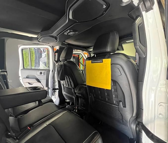 SPIDERWEBSHADE Seatback Sac - Backseat Car Storage Organizer - Large Mesh Pocket for Organizing Snacks, Toys, Tablets, Phones, Car Travel Accessories - Universal For Most Vehicles (Yellow)